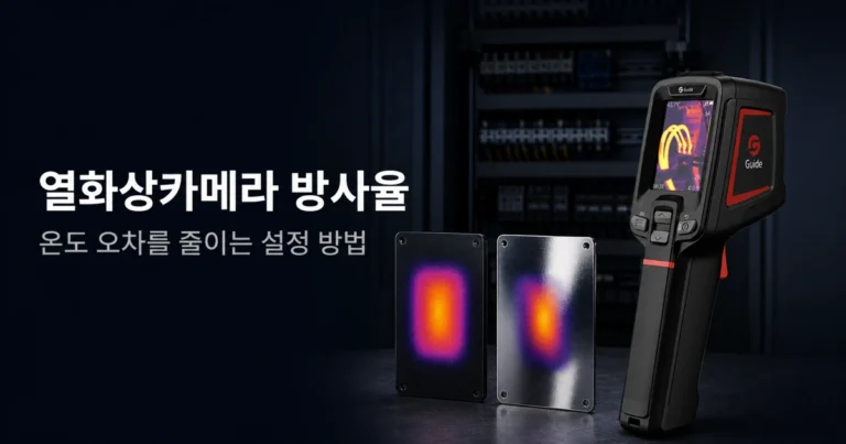nSIR E2 열화상카메라로 표면 방사율 차이를 확인하는 모습